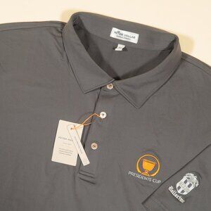 Peter Millar Summer Comfort Bellerive Presidents Cup Polo Shirt Mens 2XL Gray